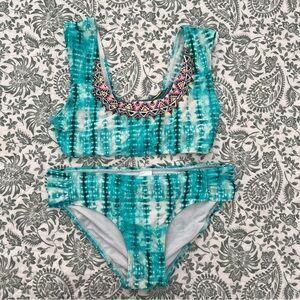 Gossip Girl 2-Piece Girls Swimsuit, Tie-Dye, Aqua, Size 16